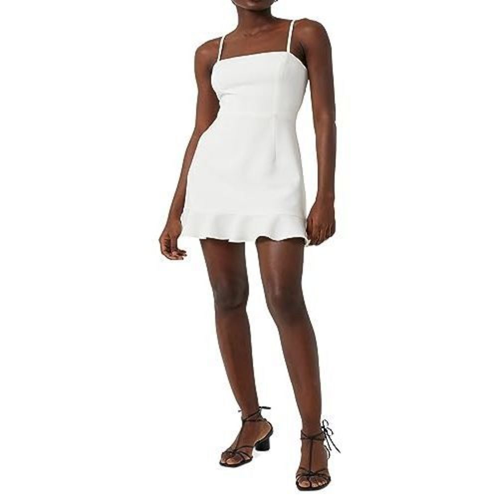 French Connection Whisper Frill Hem Flounce Mini Dress Summer White 10